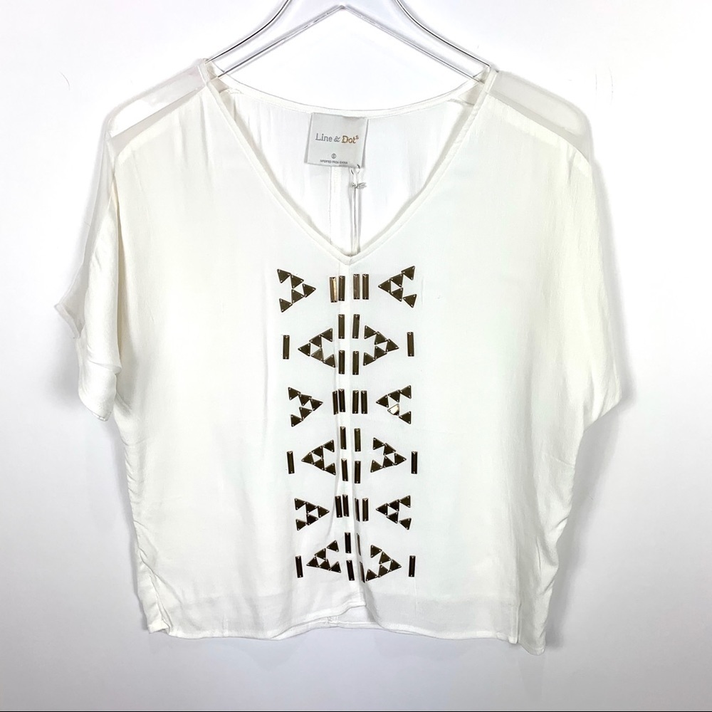 Line & Dot blouse metal details white boxy
